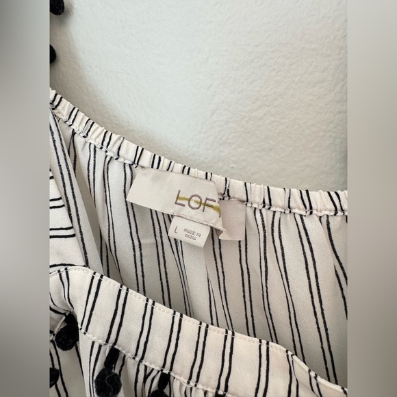 LOFT Striped Pom Pom Tank - Size Large - Picture 3 of 6